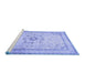 Sideview of Machine Washable Medallion Blue Traditional Rug, wshtr1054blu