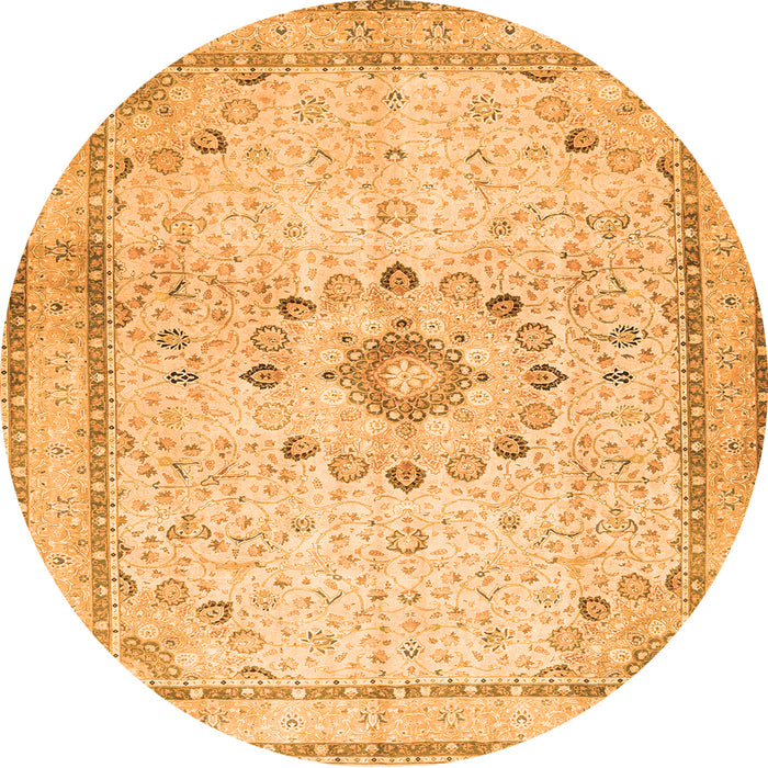 Machine Washable Medallion Orange Traditional Area Rugs, wshtr1054org
