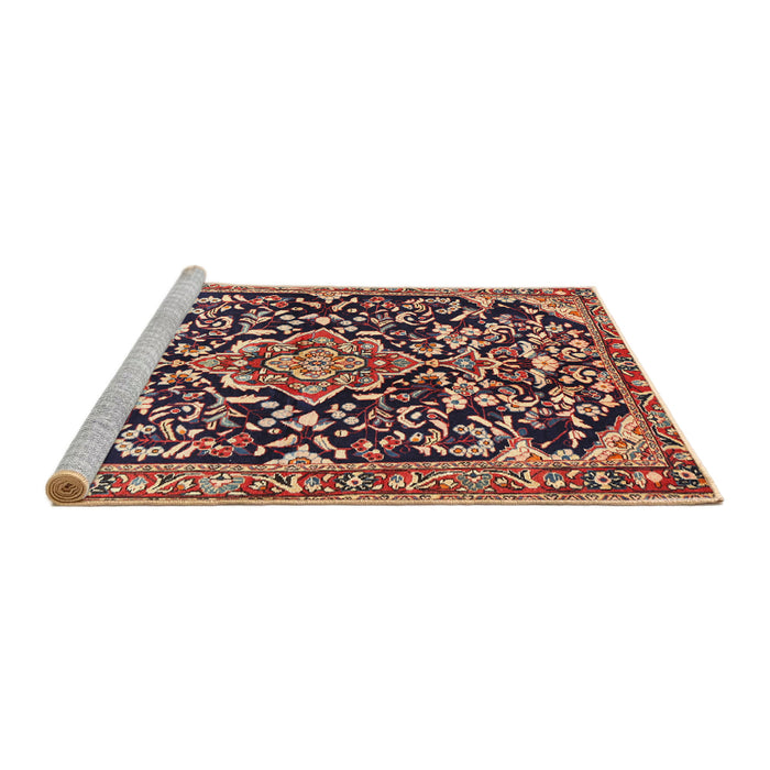 Sideview of Machine Washable Traditional Vermilion Red Rug, wshtr1055