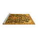 Sideview of Machine Washable Medallion Yellow Traditional Rug, wshtr1055yw