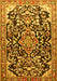 Machine Washable Medallion Yellow Traditional Rug, wshtr1055yw