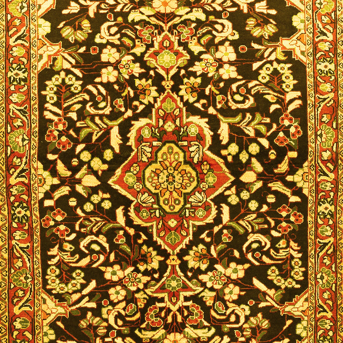 Machine Washable Medallion Yellow Traditional Rug, wshtr1055yw