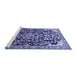 Sideview of Machine Washable Medallion Blue Traditional Rug, wshtr1055blu