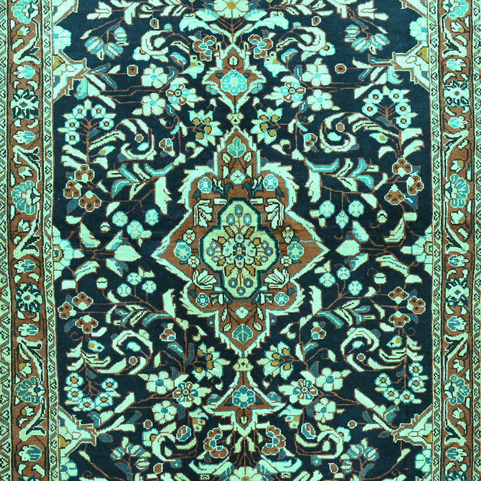 Machine Washable Medallion Turquoise Traditional Area Rugs, wshtr1055turq