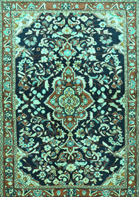 Medallion Turquoise Traditional Rug, tr1055turq