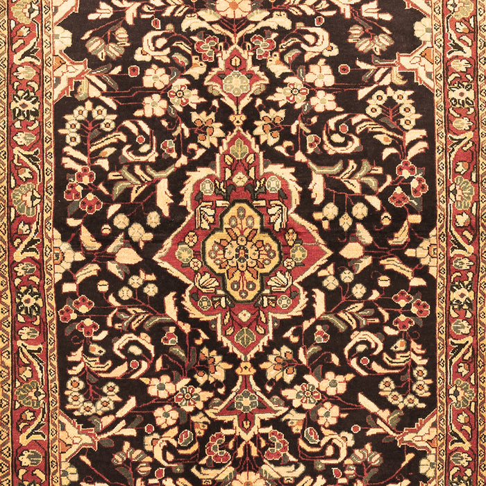 Machine Washable Medallion Brown Traditional Rug, wshtr1055brn