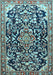 Machine Washable Medallion Light Blue Traditional Rug, wshtr1055lblu