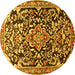 Round Medallion Yellow Traditional Rug, tr1055yw