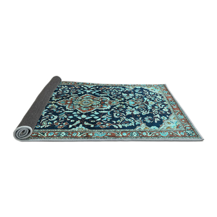 Sideview of Medallion Light Blue Traditional Rug, tr1055lblu