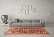 Machine Washable Medallion Orange Traditional Area Rugs in a Living Room, wshtr1055org