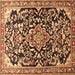 Square Medallion Brown Traditional Rug, tr1055brn