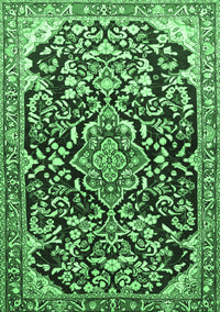 Medallion Emerald Green Traditional Rug, tr1055emgrn