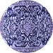 Round Medallion Blue Traditional Rug, tr1055blu