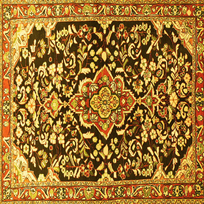 Square Medallion Yellow Traditional Rug, tr1055yw