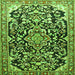 Round Machine Washable Medallion Green Traditional Area Rugs, wshtr1055grn