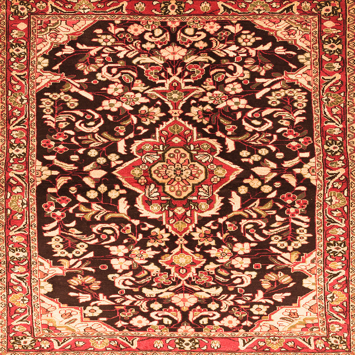 Round Machine Washable Medallion Orange Traditional Area Rugs, wshtr1055org