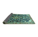 Sideview of Medallion Turquoise Traditional Rug, tr1055turq