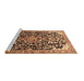 Sideview of Machine Washable Medallion Brown Traditional Rug, wshtr1055brn