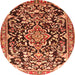 Machine Washable Medallion Orange Traditional Area Rugs, wshtr1055org