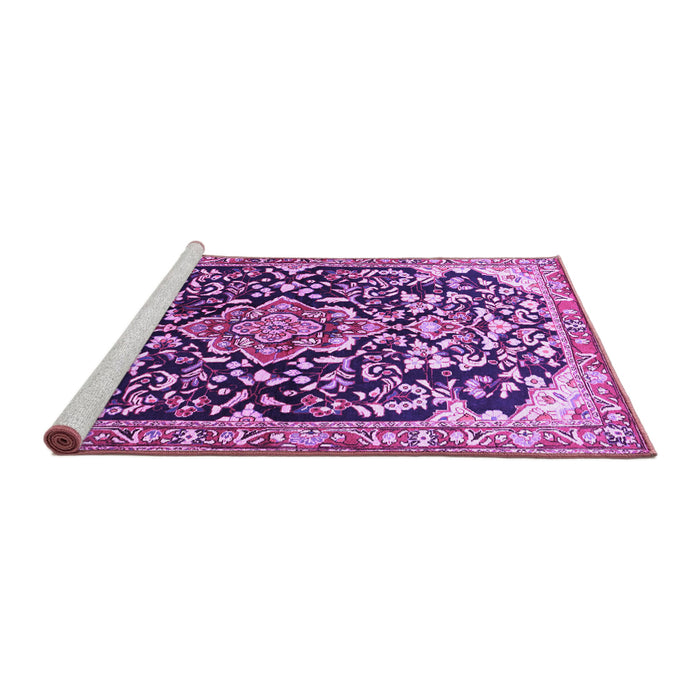 Sideview of Machine Washable Medallion Purple Traditional Area Rugs, wshtr1055pur