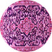 Round Medallion Pink Traditional Rug, tr1055pnk