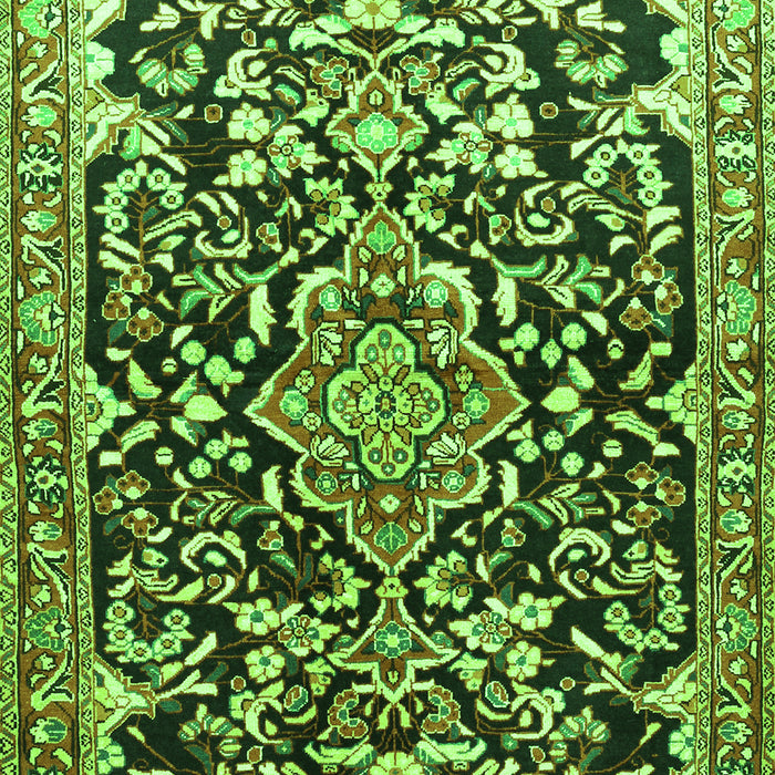 Serging Thickness of Machine Washable Medallion Green Traditional Area Rugs, wshtr1055grn