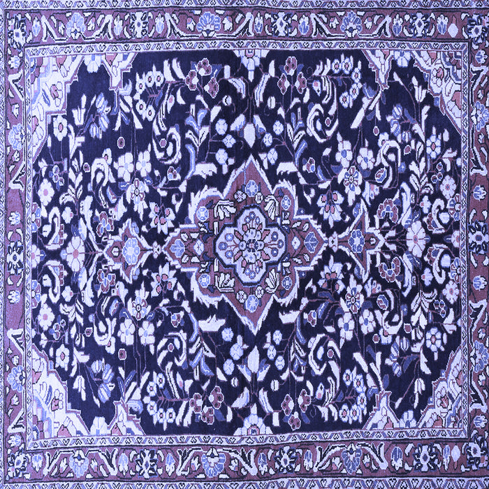 Square Machine Washable Medallion Blue Traditional Rug, wshtr1055blu
