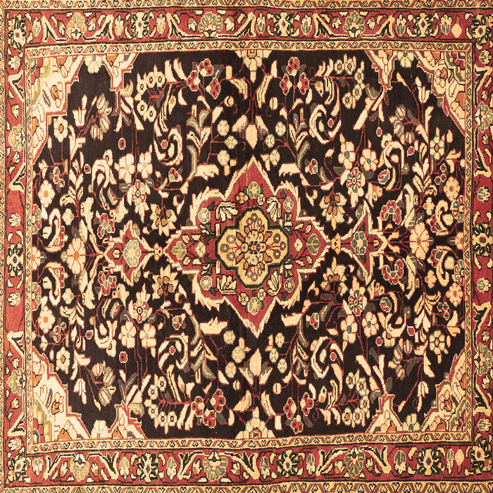 Square Machine Washable Medallion Brown Traditional Rug, wshtr1055brn