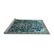 Sideview of Machine Washable Medallion Light Blue Traditional Rug, wshtr1055lblu