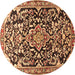 Round Medallion Brown Traditional Rug, tr1055brn