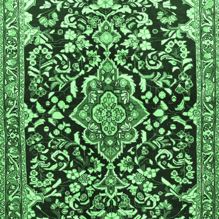 Machine Washable Medallion Emerald Green Traditional Area Rugs, wshtr1055emgrn
