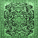 Square Medallion Emerald Green Traditional Rug, tr1055emgrn