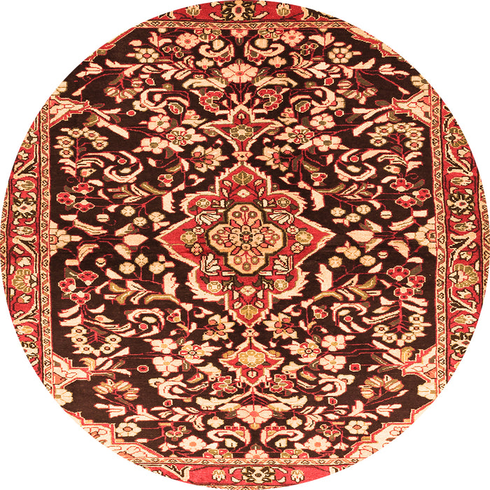 Square Medallion Orange Traditional Rug, tr1055org