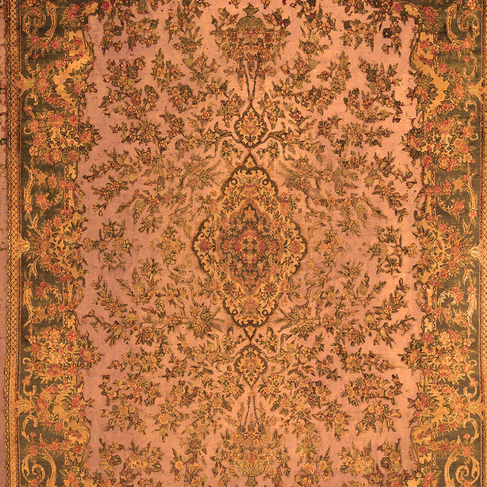 Serging Thickness of Machine Washable Medallion Orange Traditional Area Rugs, wshtr1056org