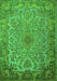 Serging Thickness of Machine Washable Medallion Green Traditional Area Rugs, wshtr1056grn