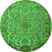 Machine Washable Medallion Green Traditional Area Rugs, wshtr1056grn