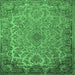 Square Medallion Emerald Green Traditional Rug, tr1056emgrn