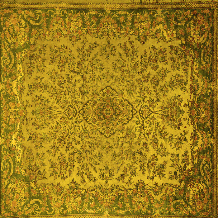 Square Medallion Yellow Traditional Rug, tr1056yw