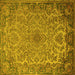 Square Medallion Yellow Traditional Rug, tr1056yw