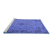 Sideview of Machine Washable Medallion Blue Traditional Rug, wshtr1056blu