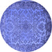 Round Medallion Blue Traditional Rug, tr1056blu