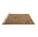 Sideview of Machine Washable Medallion Brown Traditional Rug, wshtr1056brn