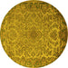 Round Medallion Yellow Traditional Rug, tr1056yw