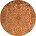 Machine Washable Medallion Orange Traditional Area Rugs, wshtr1056org