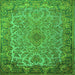 Round Machine Washable Medallion Green Traditional Area Rugs, wshtr1056grn