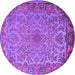 Round Medallion Purple Traditional Rug, tr1056pur