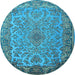 Round Medallion Light Blue Traditional Rug, tr1056lblu