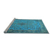 Sideview of Machine Washable Medallion Light Blue Traditional Rug, wshtr1056lblu