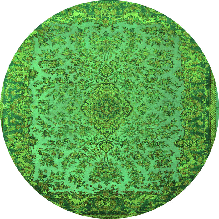 Square Medallion Green Traditional Rug, tr1056grn