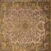 Square Medallion Brown Traditional Rug, tr1056brn